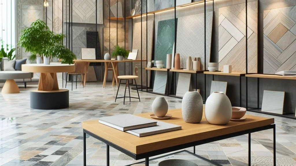 a showroom of ceramic tiles