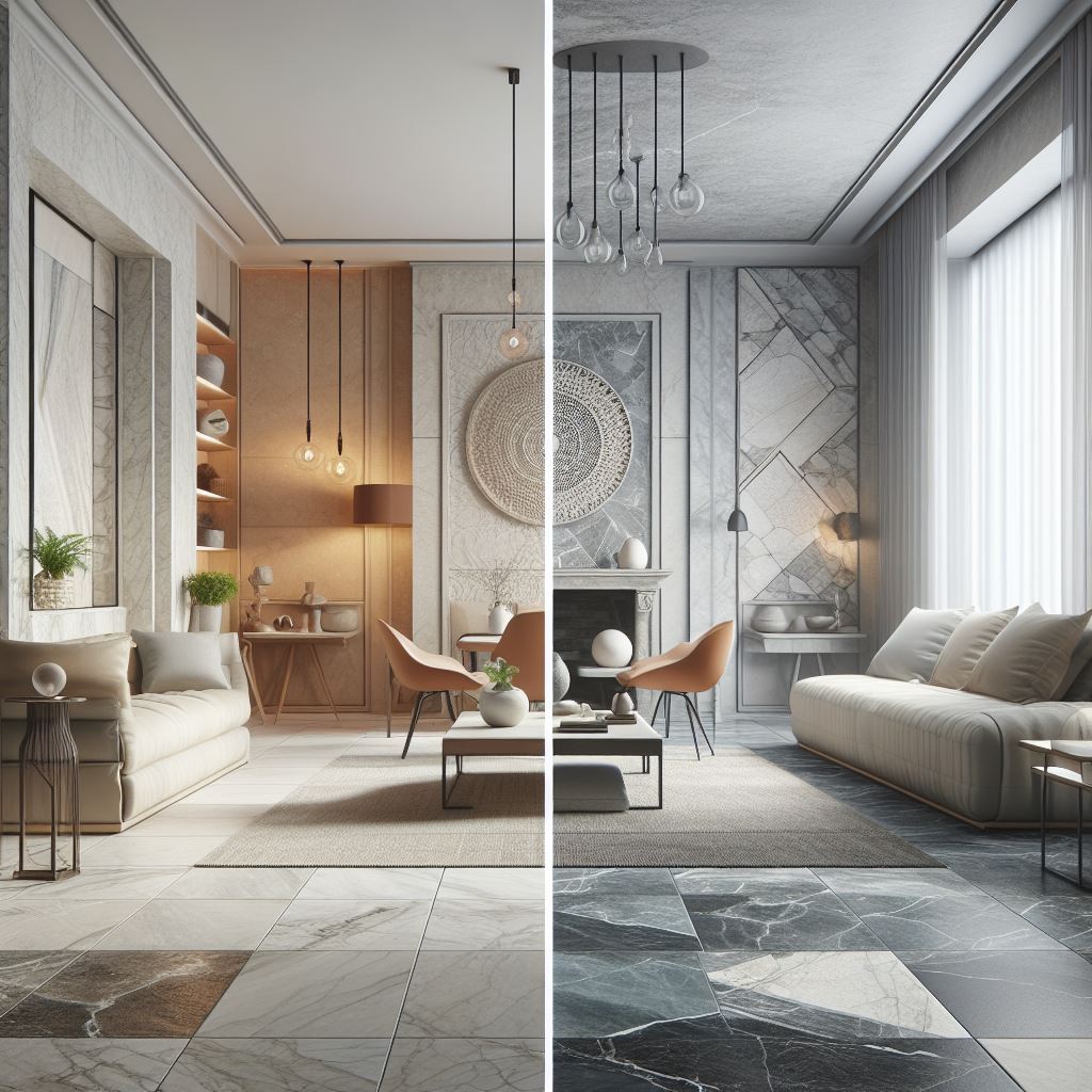 Comparison between homes with Natural Stone interior and Ceramic interior
